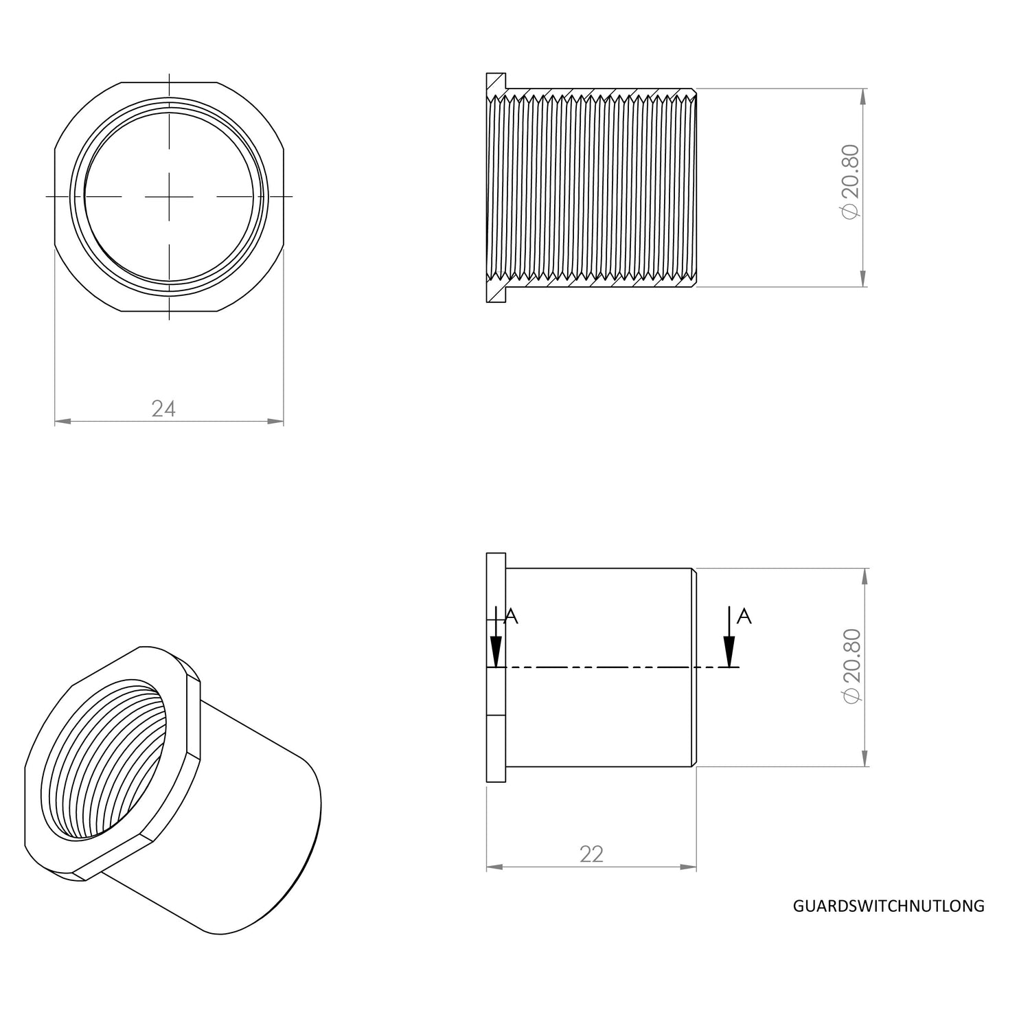 OLAS Control switch long nut